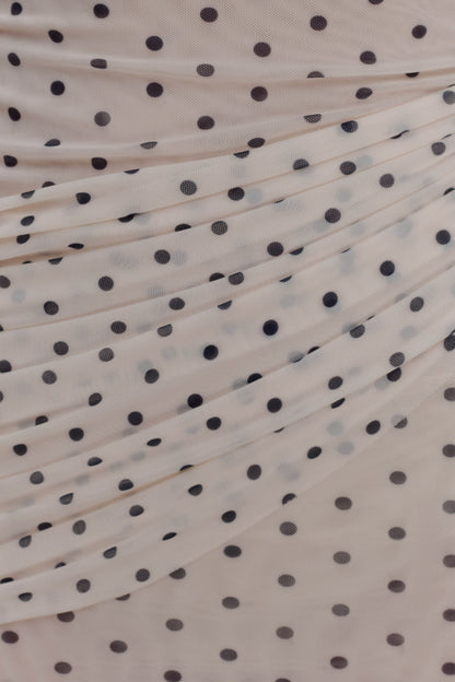 Adrienne One Shoulder Mesh Mini Dress - Polka Dot