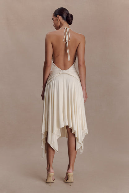 Sylvie Modal Hankie Midi Dress - Ivory
