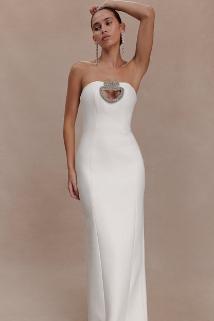 Hilda Embellished Strapless Maxi Dress - White
