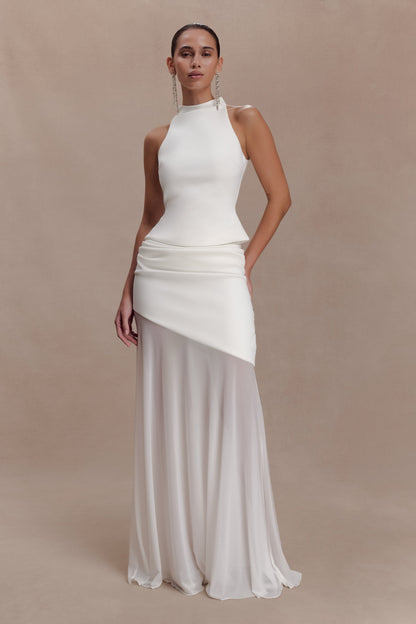 Portia Scuba Sleeveless Top - White