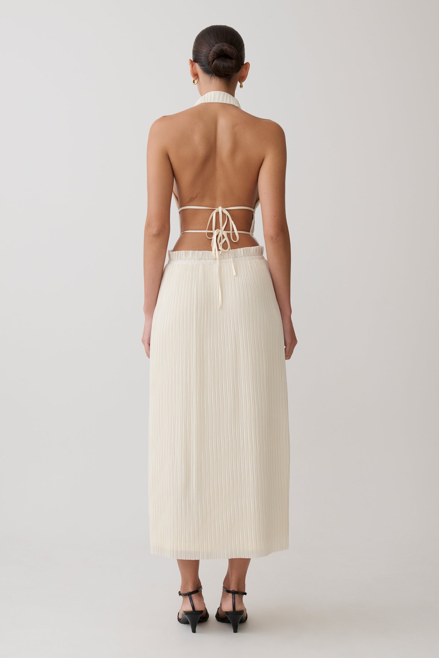 Thien Cowl Halter Midi Dress - Ivory