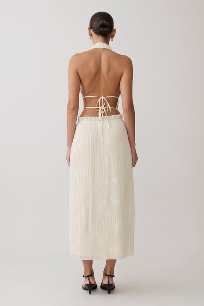 Thien Cowl Halter Midi Dress - Ivory