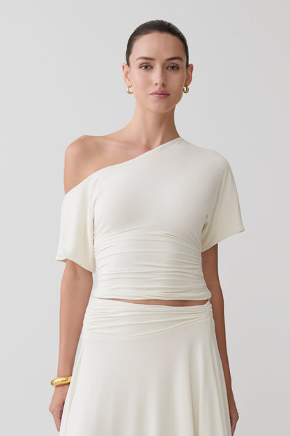 Luu Off Shoulder Slinky Top - Ivory