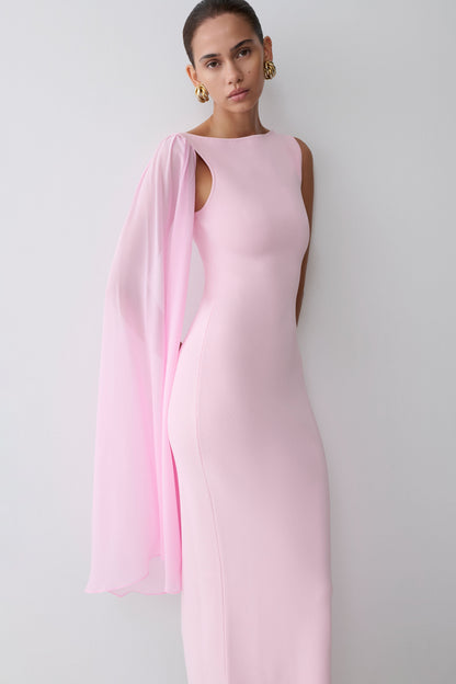 Farid Bandage Maxi Dress With Chiffon - Baby Pink