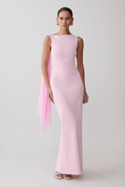 Farid Bandage Maxi Dress With Chiffon - Baby Pink