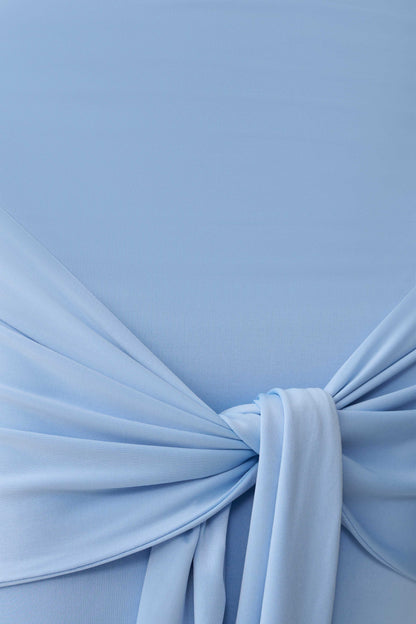 Maiara Shortsleeve Slinky Tie Maxi Dress - Sea Blue