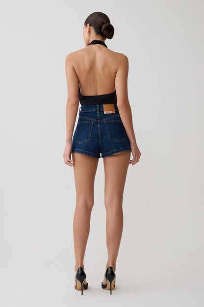 Dan Diamante Denim Shorts - Midnight Blue