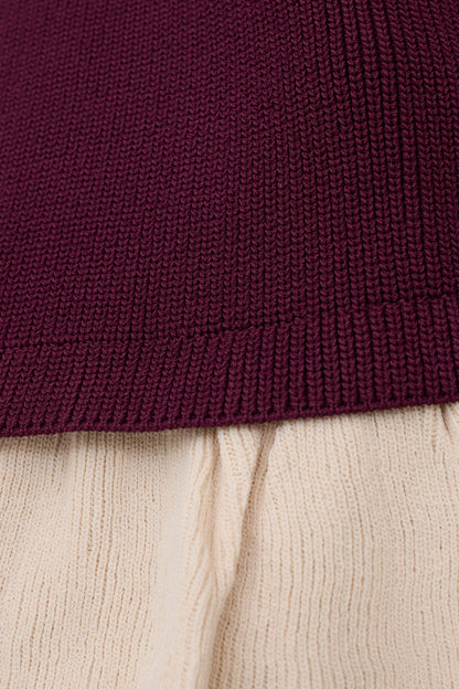 Amirose Ruffle Knit Midi Dress - Plum