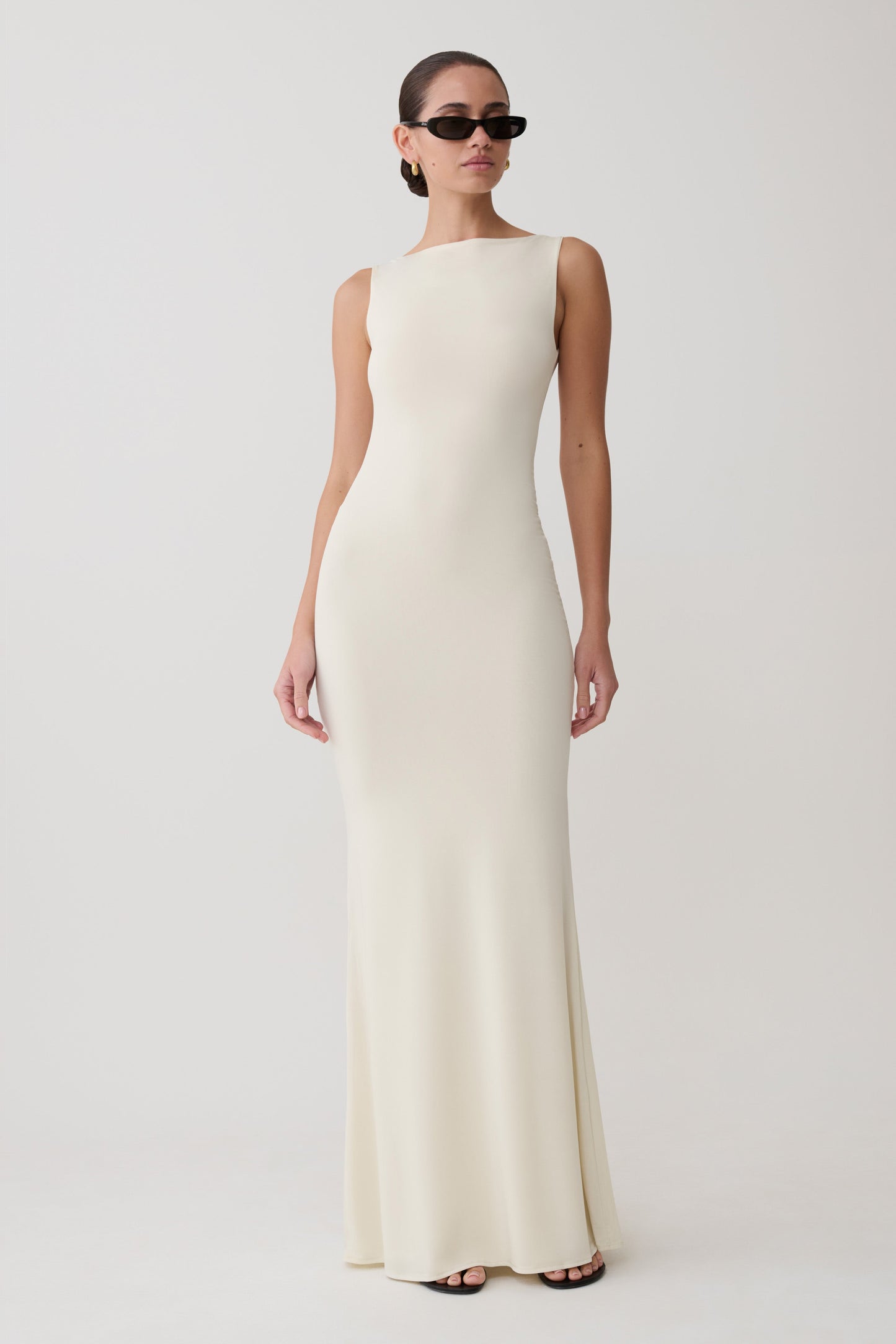 Tarna Sleeveless Slinky Maxi Dress - Bone