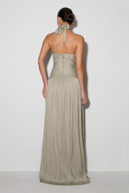 Juliette Pleated Chiffon Maxi Dress - Silver