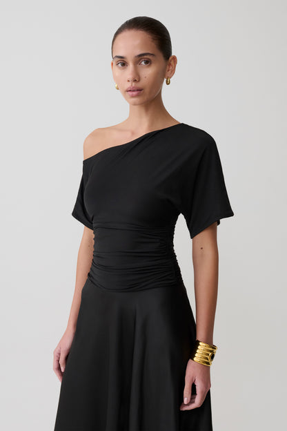 Luu Off Shoulder Slinky Top - Black