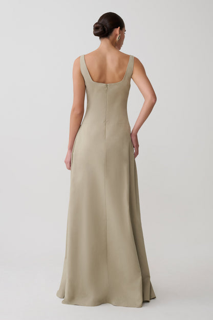 Salma Drop Waist Cotton Maxi Dress - Sage