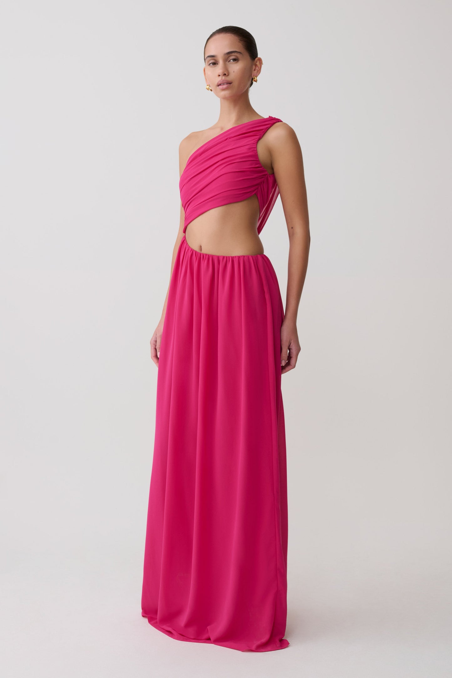Aria Chiffon Cut Out Maxi Dress - Fuchsia
