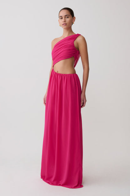 Aria Chiffon Cut Out Maxi Dress - Fuchsia
