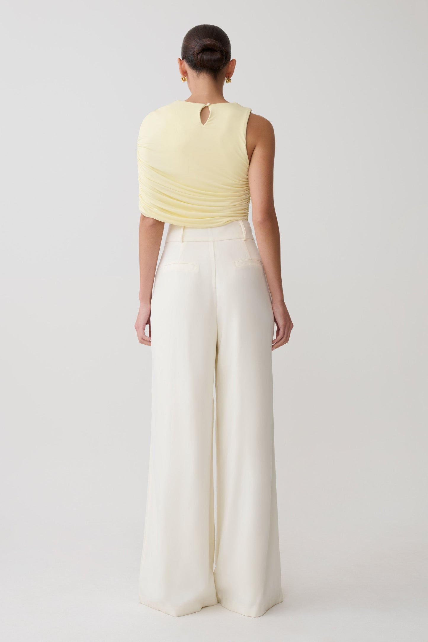 Adrienne One Shoulder Slinky Top - Lemon