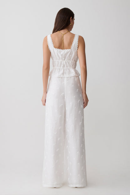 Vivian Embroidered Sleeveless Top - White