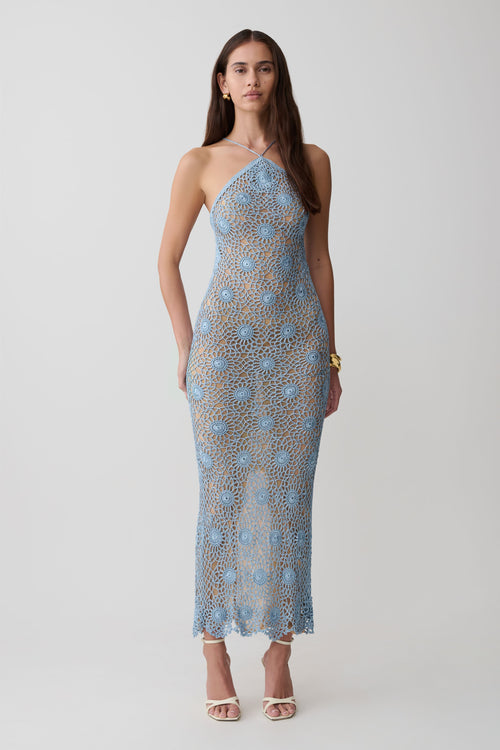 Sam Halter Hand Crochet Maxi Dress - Periwinkle