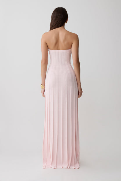 Pia Ribbed Strapless Maxi Dress - Baby Pink