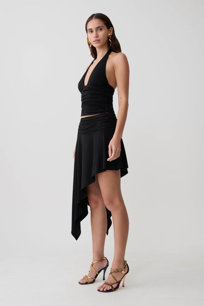 Peregrine Modal Gathered Halter Top - Black