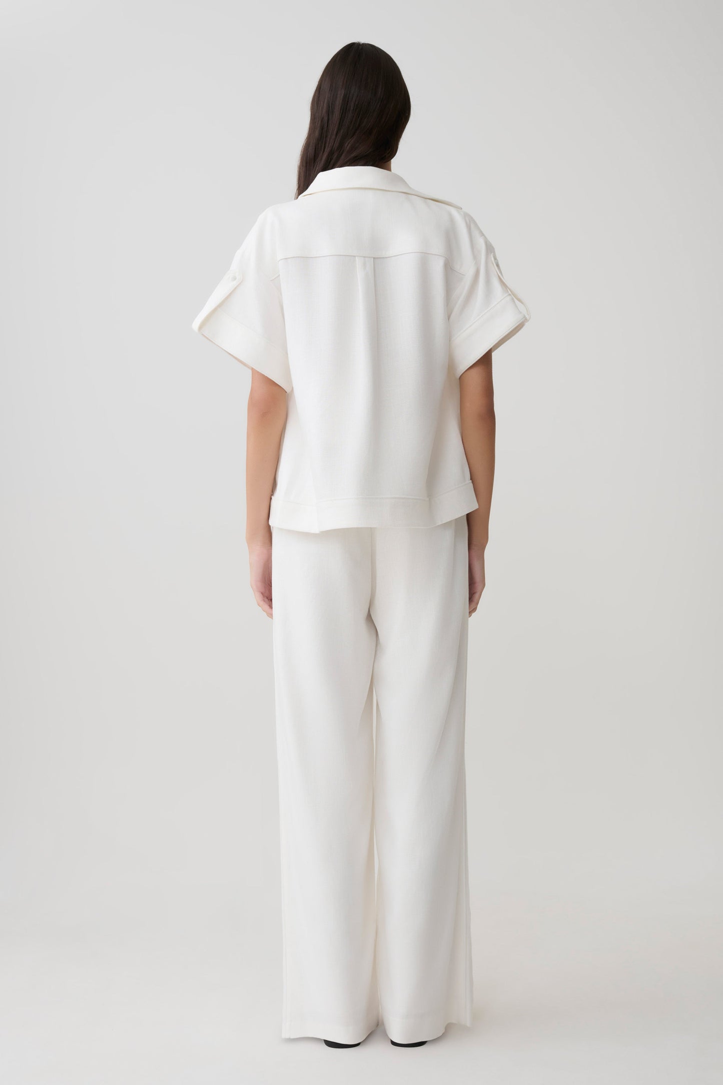 Selena Linen Straight Leg Pant - White