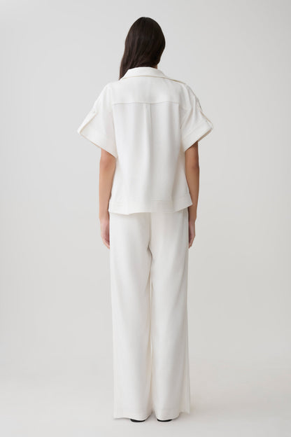 Selena Linen Straight Leg Pant - White