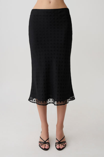 Lilah Devore Midi Skirt - Black
