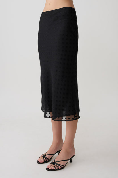 Lilah Devore Midi Skirt - Black