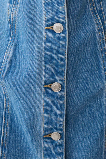 Penn Button Front Denim Mini Dress - Summer Blue