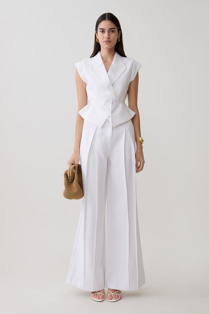 Andina Shortsleeve Linen Top - White