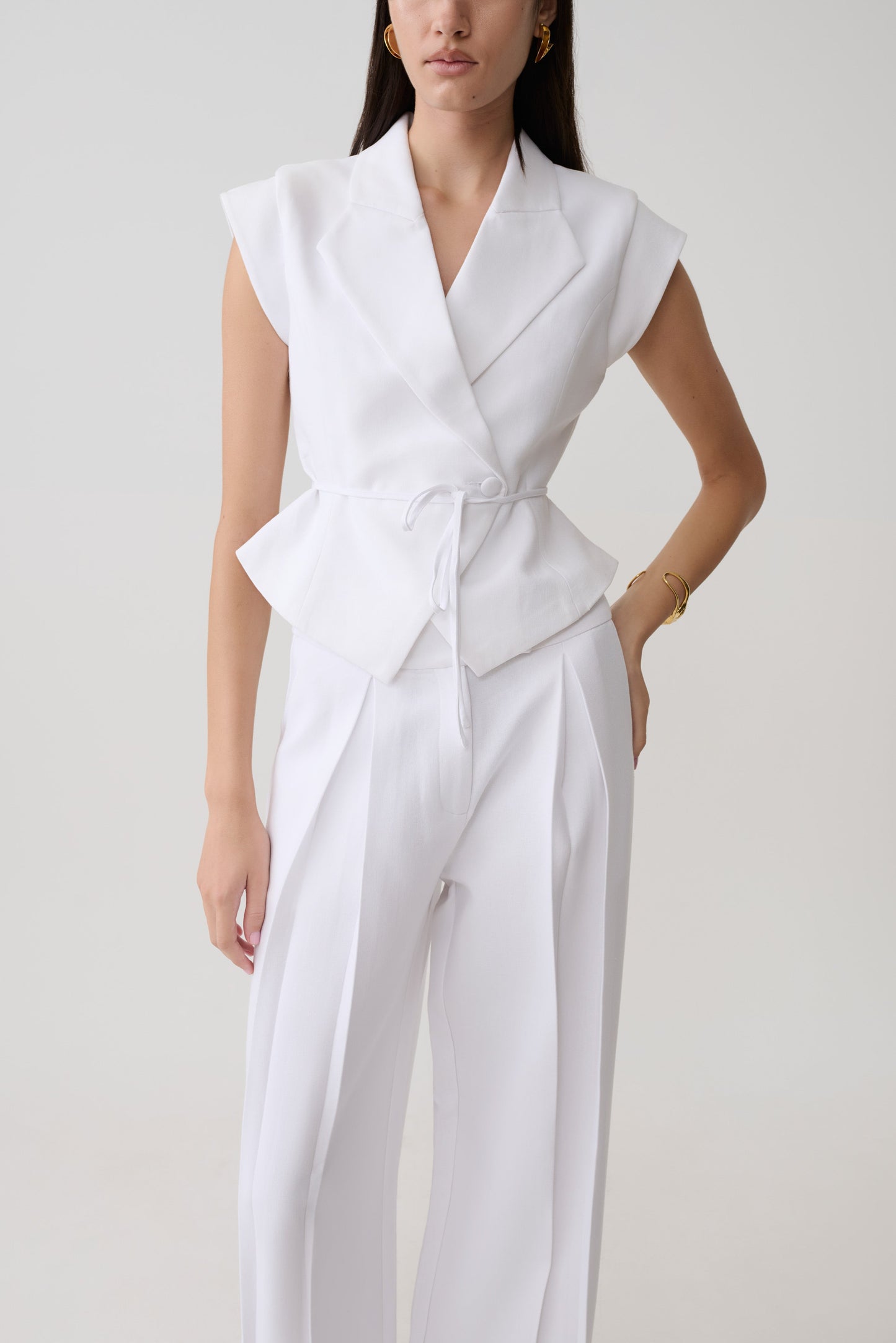 Andina Shortsleeve Linen Top - White
