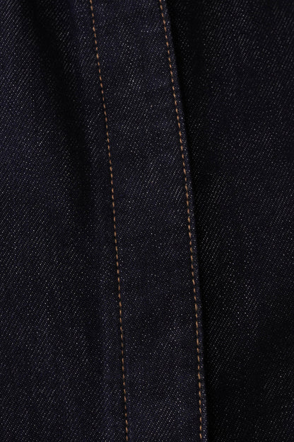 Jeremy Collared Denim Longline Top - Washed Indigo Blue
