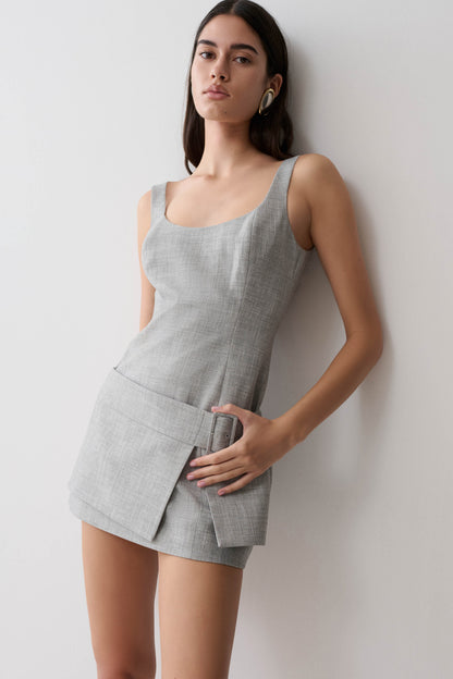 Bailey Wrap Skirt Mini Dress - Charcoal Marle