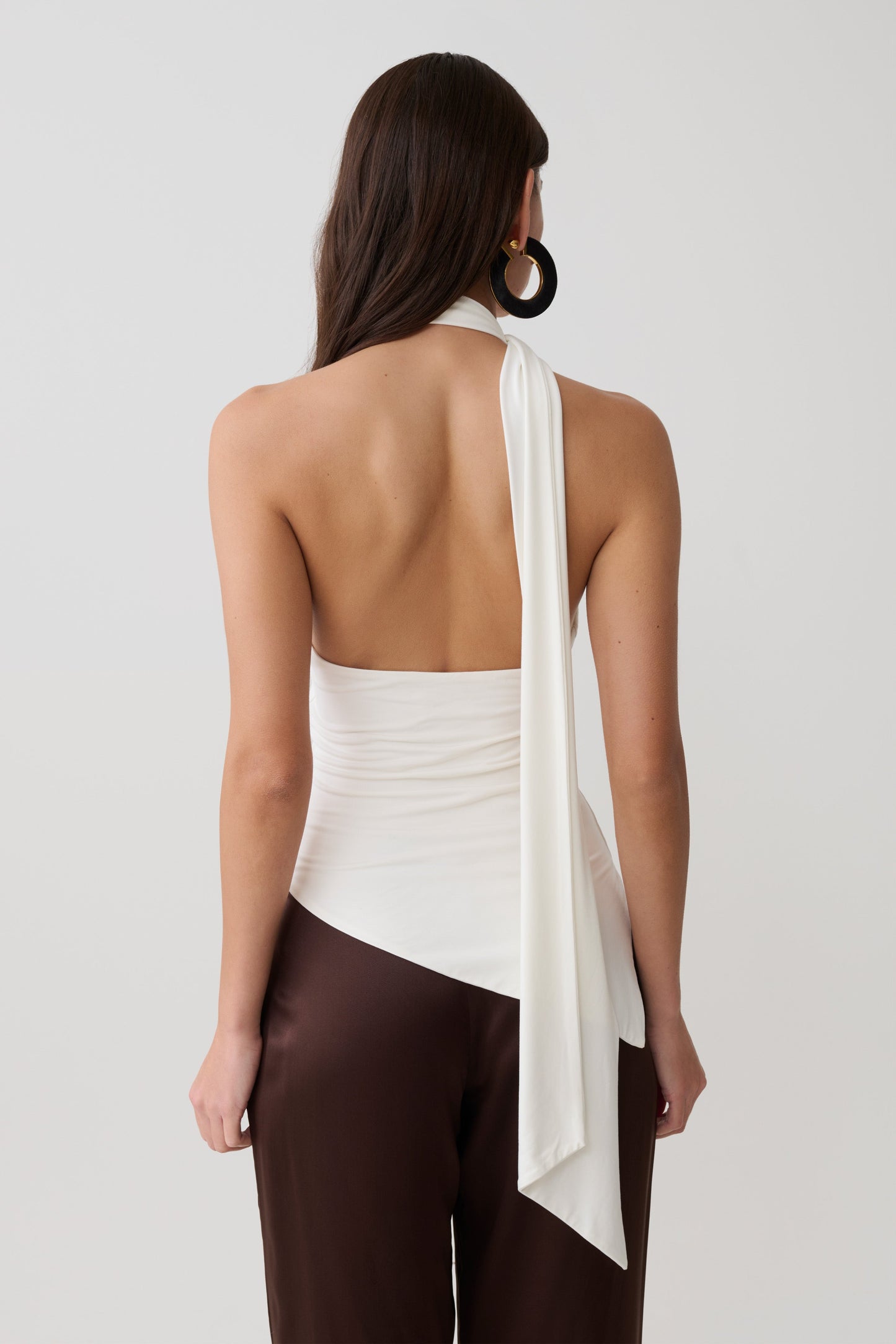 Jemma One Shoulder Tie Top - White
