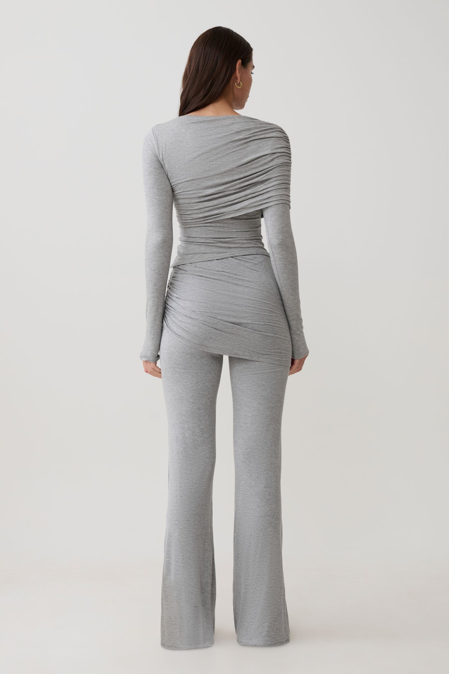 Keaton Modal Long Sleeve Overlay Top - Grey Marle