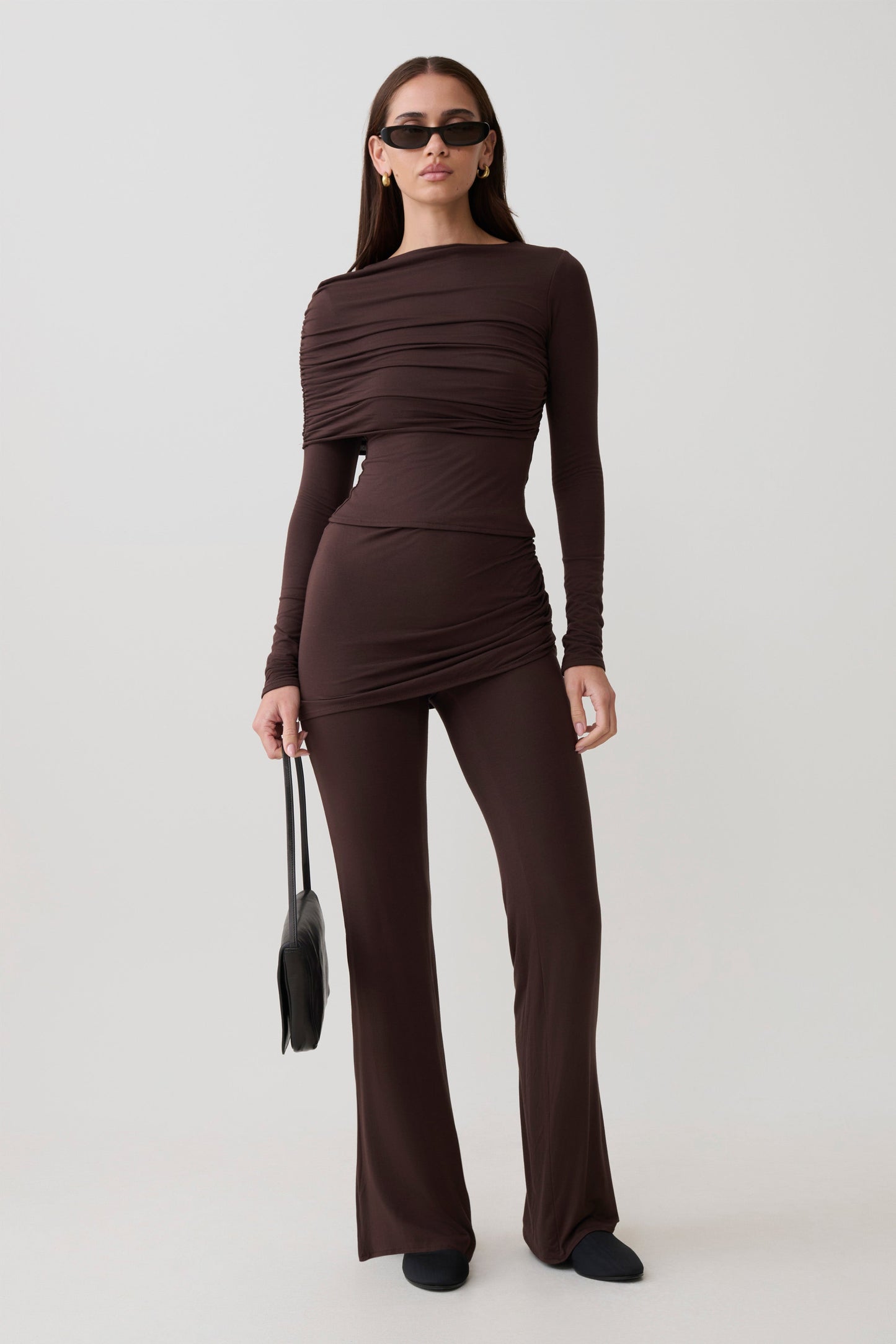 Keaton Modal Long Sleeve Overlay Top - Espresso