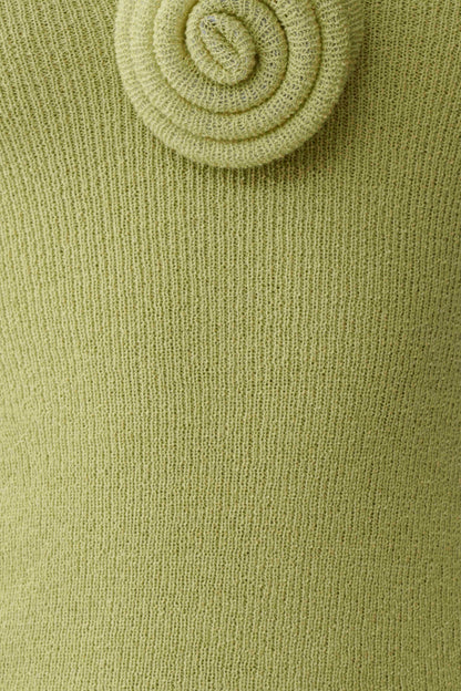 Samira Knit Long Sleeve Mini Dress - Light Olive