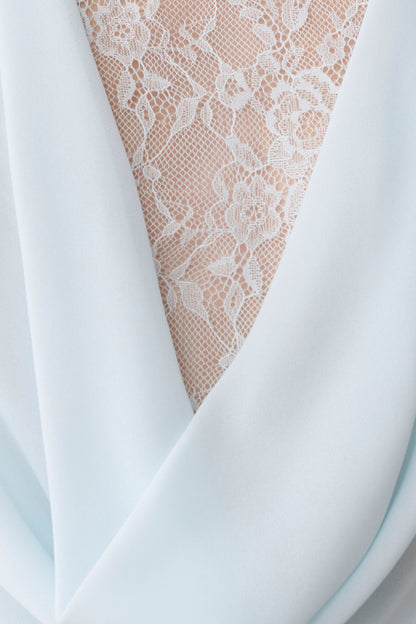 Arra Chiffon And Lace Halter Mini Dress - Ice Blue