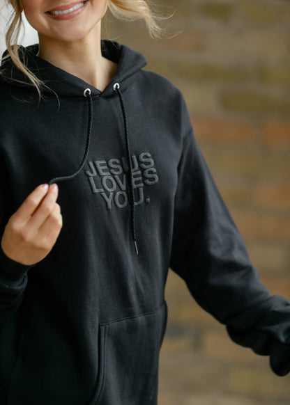 3-D Jesus Loves You Graphic Hoodie