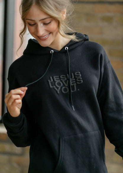 3-D Jesus Loves You Graphic Hoodie