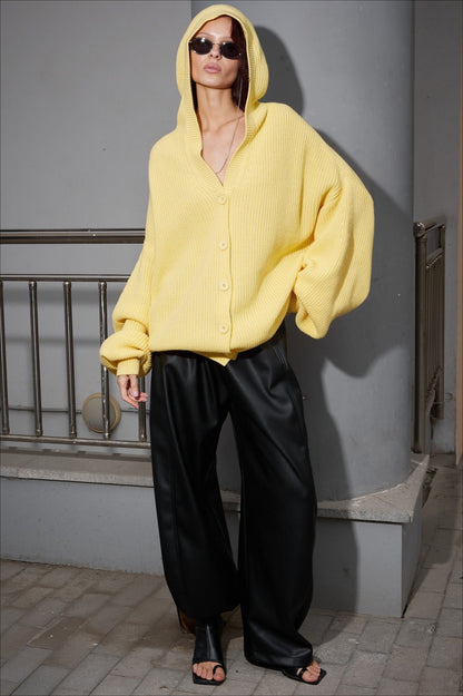 Solid Color Button Hoodie