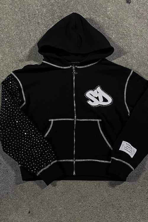Embroidery Zipper Oversize Hoodie