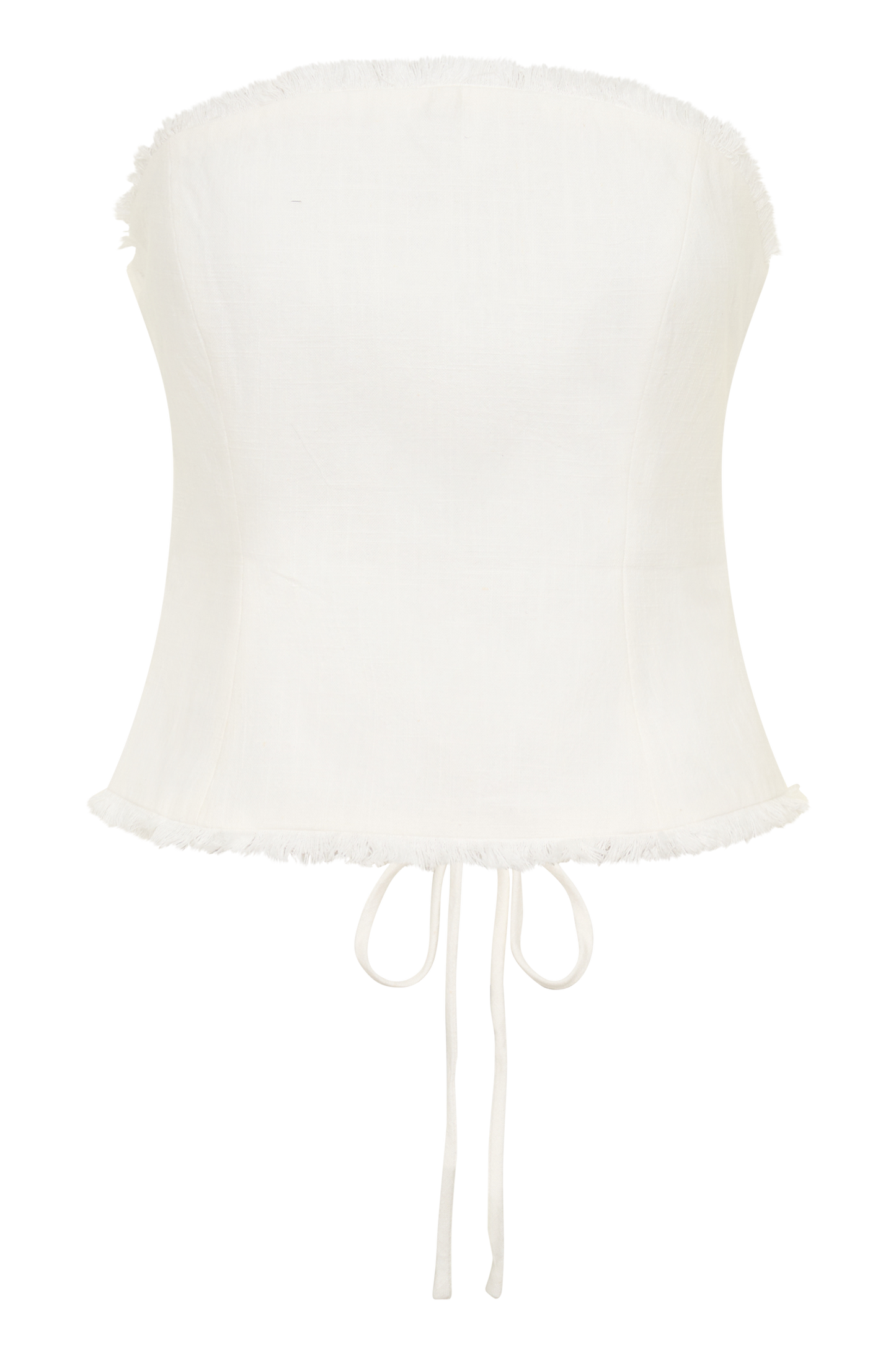 Annie Strapless Tie Back Linen Top - White