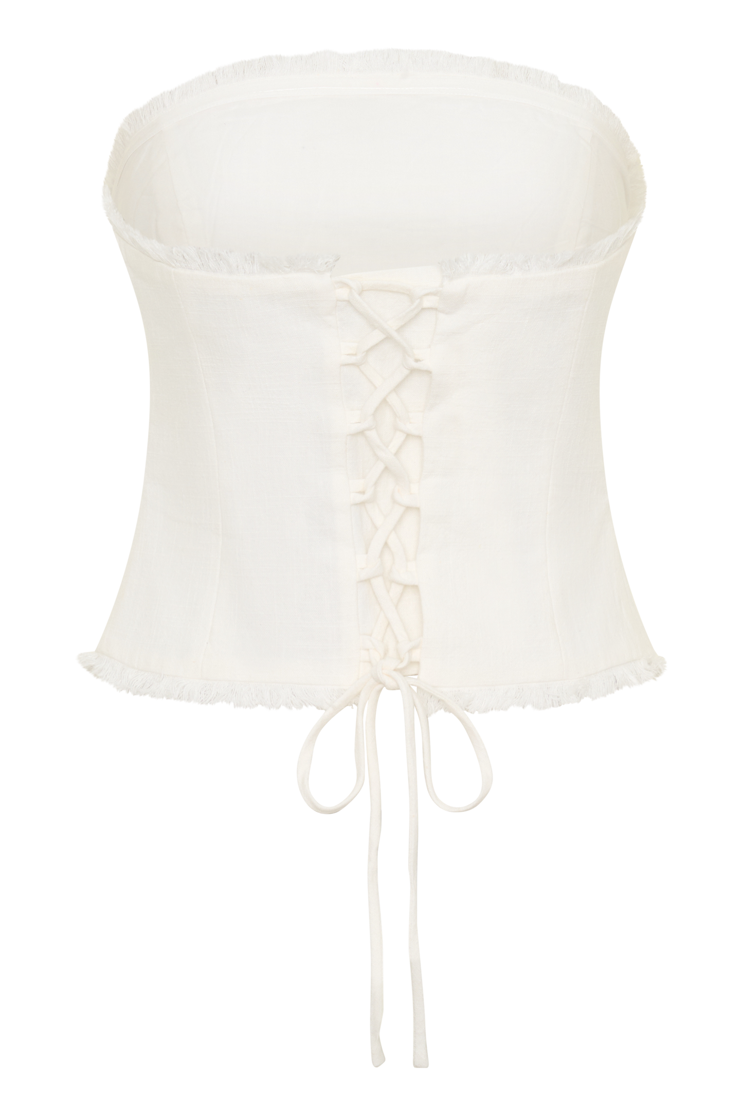 Annie Strapless Tie Back Linen Top - White