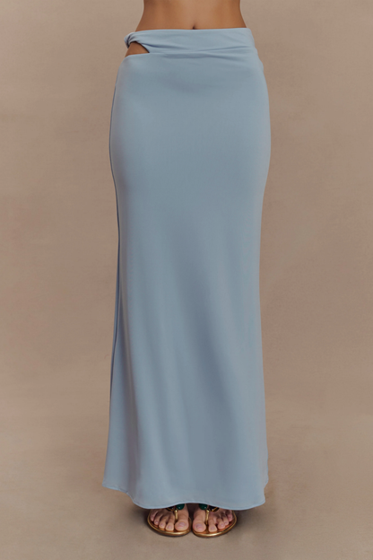 Haven Slinky Twist Midi Skirt - Pale Blue