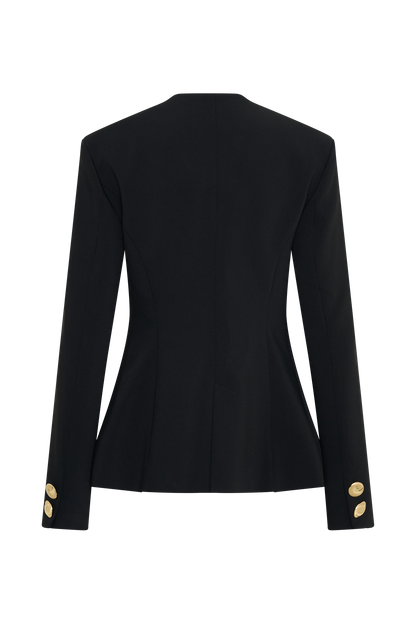 Asia Mixed Button Blazer - Black