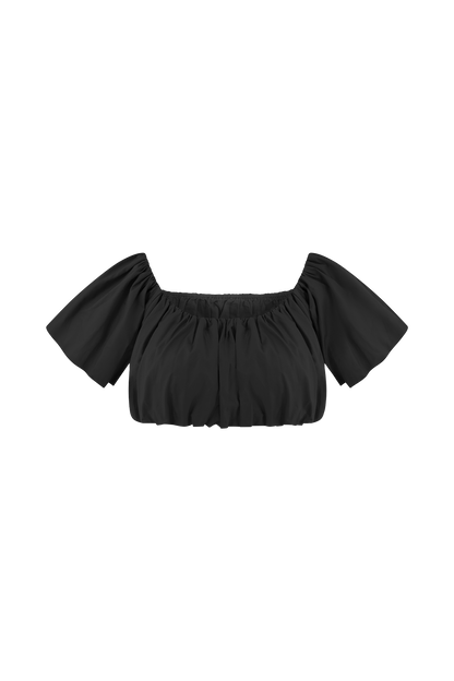 Autumn Off Shoulder Bubble Top - Black