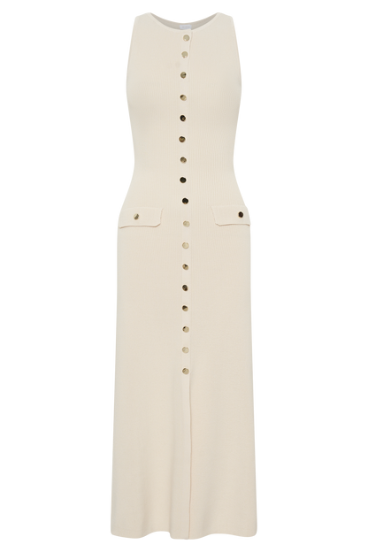 Sawyer Sleeveless Buttoned Maxi Dress - Ivory