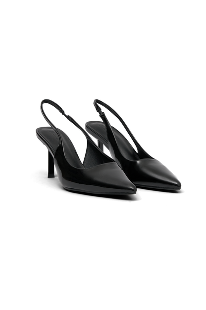 Dasha Patent Sling Back Heels - Black