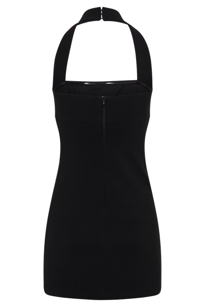 Amelita Suiting Halter Mini Dress - Black