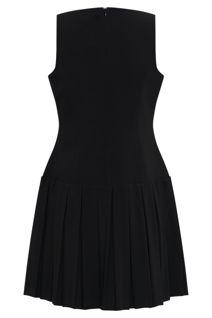 Mackenzie Sleeveless Pleated Mini Dress - Black